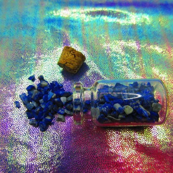 Lapis Lazuli Gemstone Chips In A Bottle Embellishments Natural Semi Precious - Picture 2 of 3